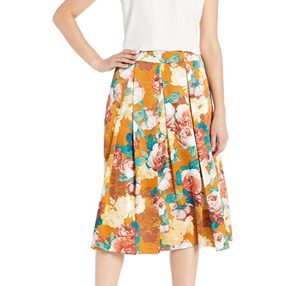 TAHARI ASL Inverted Pleat Floral Skirt Size 6